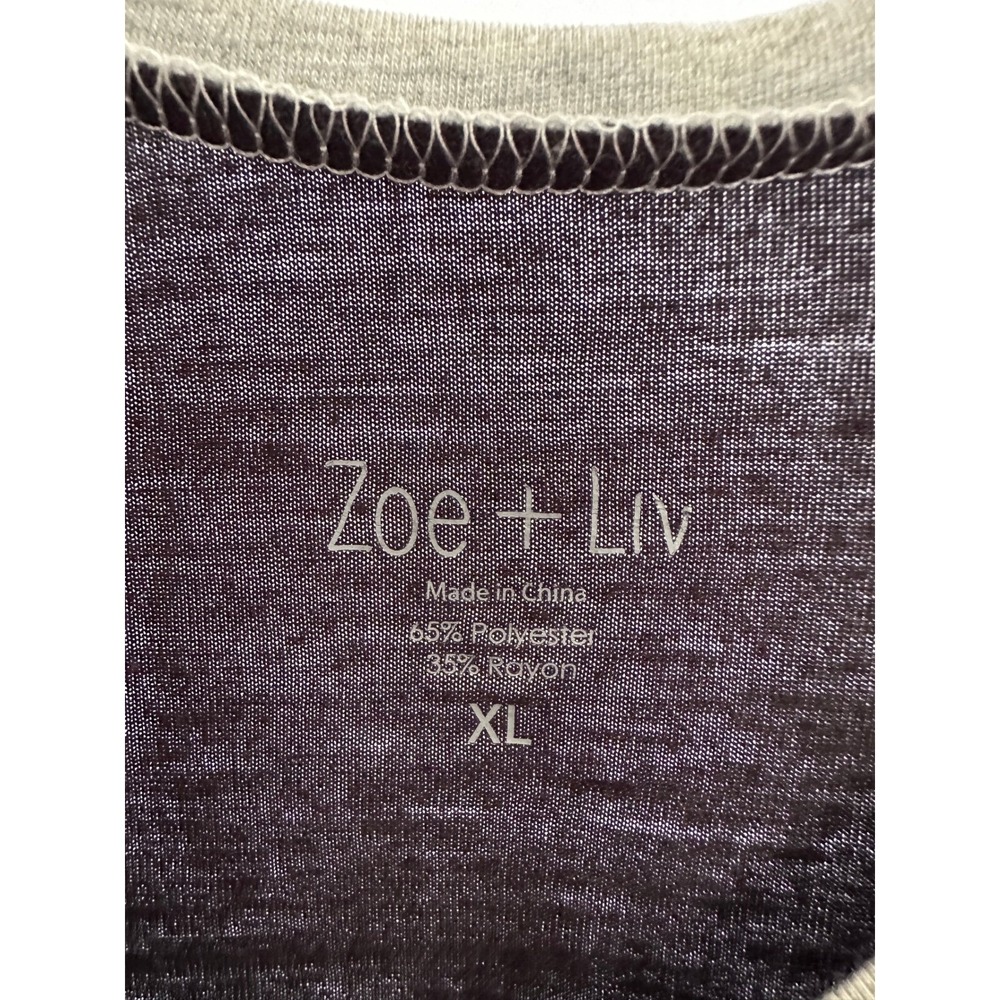 Zoe + Liv Merry Christmas Raglan Tee‎ Holiday Top Lights XL - Picture 2 of 3